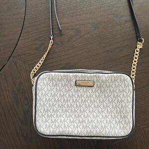 Michael Kors Gray and Black Crossbody Bag with Gold Hardware
